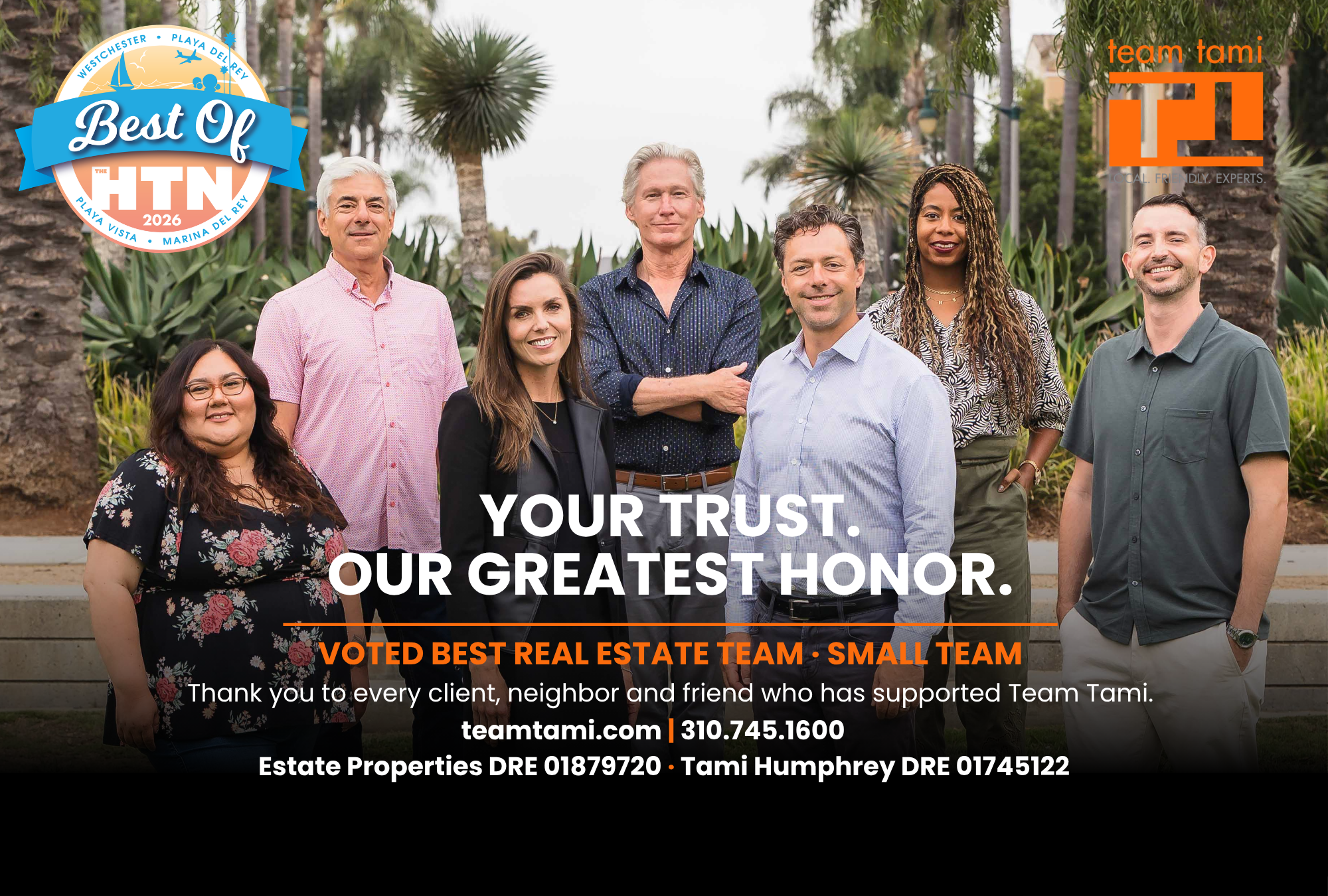 Team Tami real estate team celebrating its 2026 HomeTown News Best of award for Best Real Estate Team - Small Team.